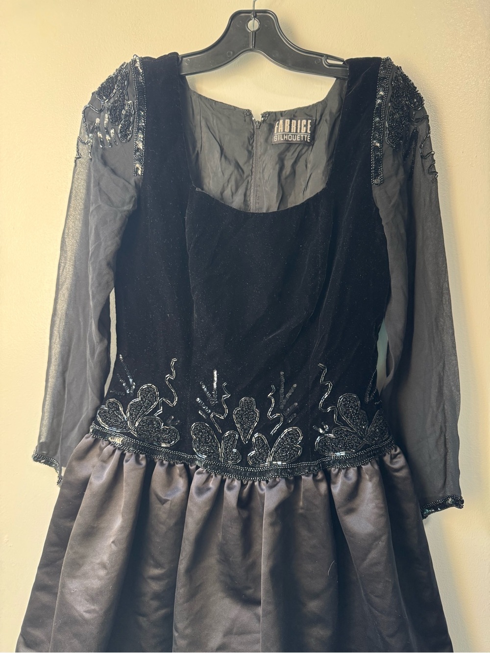 Vintage 80’s Fabrice New York Party Black Beaded Sheer Mini Dress - Picture 6 of 16